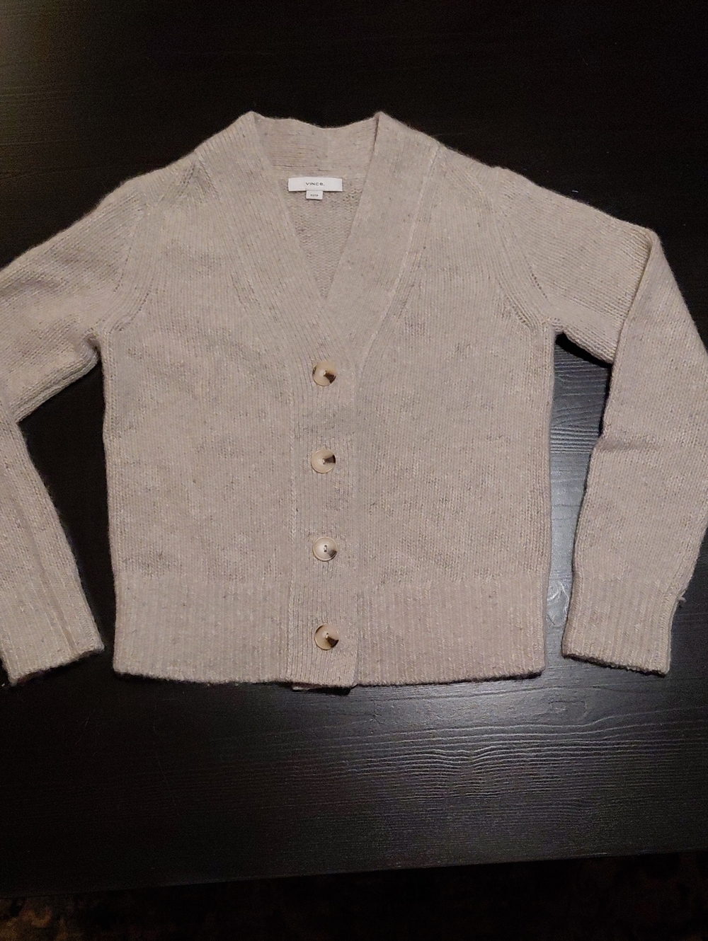 Vince Neutral Beige Button-Up Knit Cardigan
